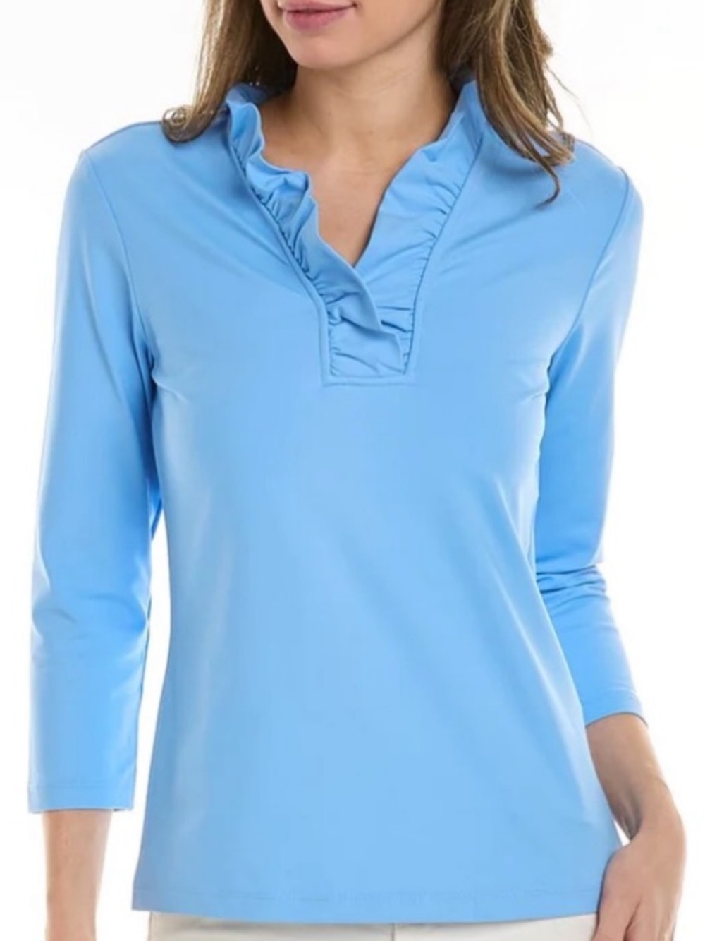 NWT J. McLaughlin Durham Top Medium Blue Solid, Medium